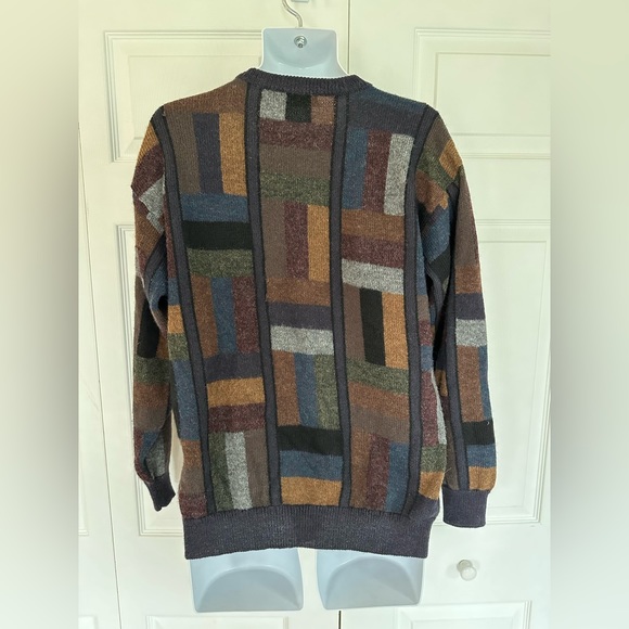 Peru Unlimited 100% Alpaca Medium Abstract Geometric Color Block Sweater - Picture 4 of 7